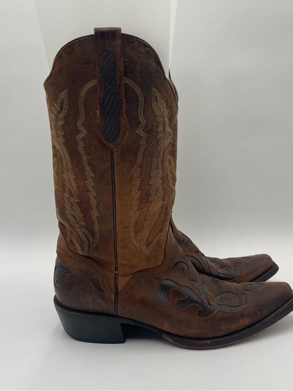 JB Dillon Mens Genuine Brown Goat Leather Western Boots Size 10D JBM2213 - Picture 4 of 14